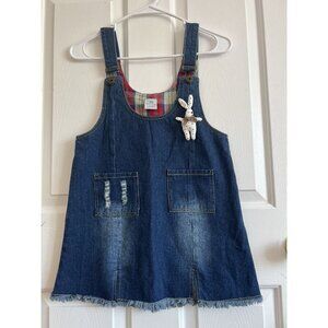 Denim Pinafore With An Attached Bunny